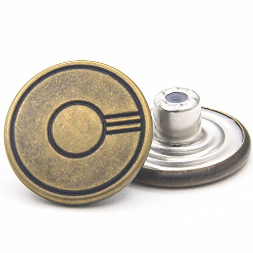 GHQ - Bottoni di ricambio per jeans, 20 mm, in metallo, senza cuciture, per jeans, giacche, 12 set (bronzo