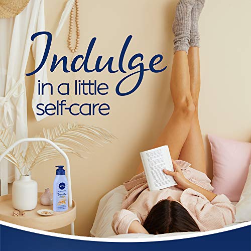 Nivea Very Vanilla Self-Care Kit - 4 Piece Bundle With Body Lotion For Dry Skin, Hydrating Body Wash, Lip Balm, And Moisturizing Body Cream #TOP1