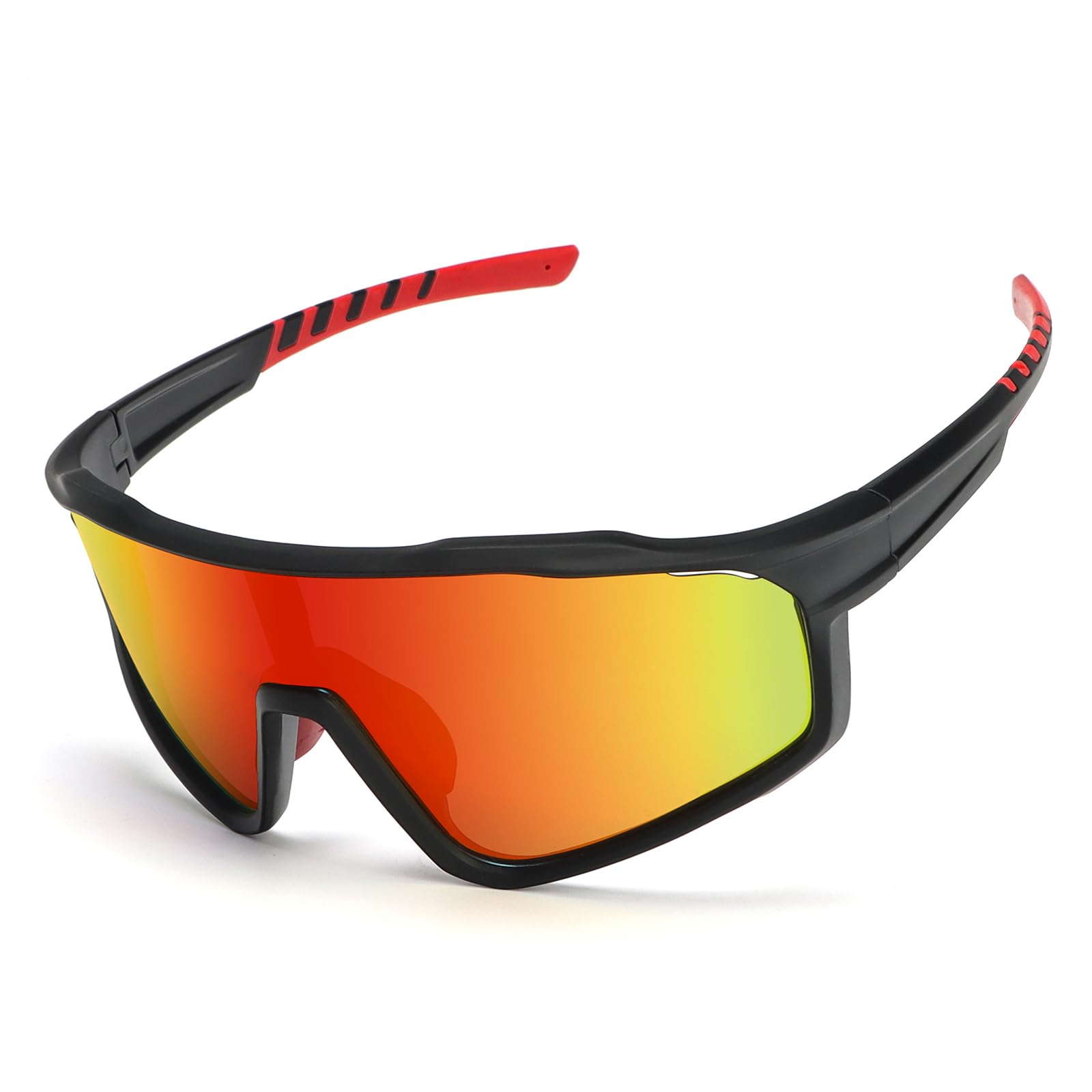 UVTQSSP Fahrradbrille Herren Damen, Laufbrille Polarisierte UV-Schutz Sportbrille Verstellbarer Nasensteg Vollrahmen Sonnenbrille with Belüftungsöffnungen