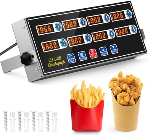 8 Channel Digital Kitchen Timers Commercial Kitchen Timers for Cooking Large Digital Restaurant Timers Loud Alarm Cooking Reminder for Food Truck Fryer Bakery Pizza Coffee Boiling Eggs