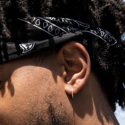 Lightweight Thin Yellow 14K Gold Plated Pure 925 Sterling Silver Iced Cubic Zirconia Skinny Simulated Diamond Hoop Earrings for Women Men Cz Hypoallergenic Huggie Hoops Earrings2