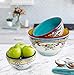 Euro Ceramica Zanzibar Collection Vibrant Ceramic Mixing Bowls, 3 Piece Set, Spanish Floral Design, Assorted Sizes, Multicolor,176 fluid ounce