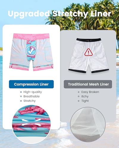 maamgic 7 Inch Mens Swim Trunks with Compression Liner Board Shorts with Zippered Pocket Bathing Suit for Beach Vacation - Image 6