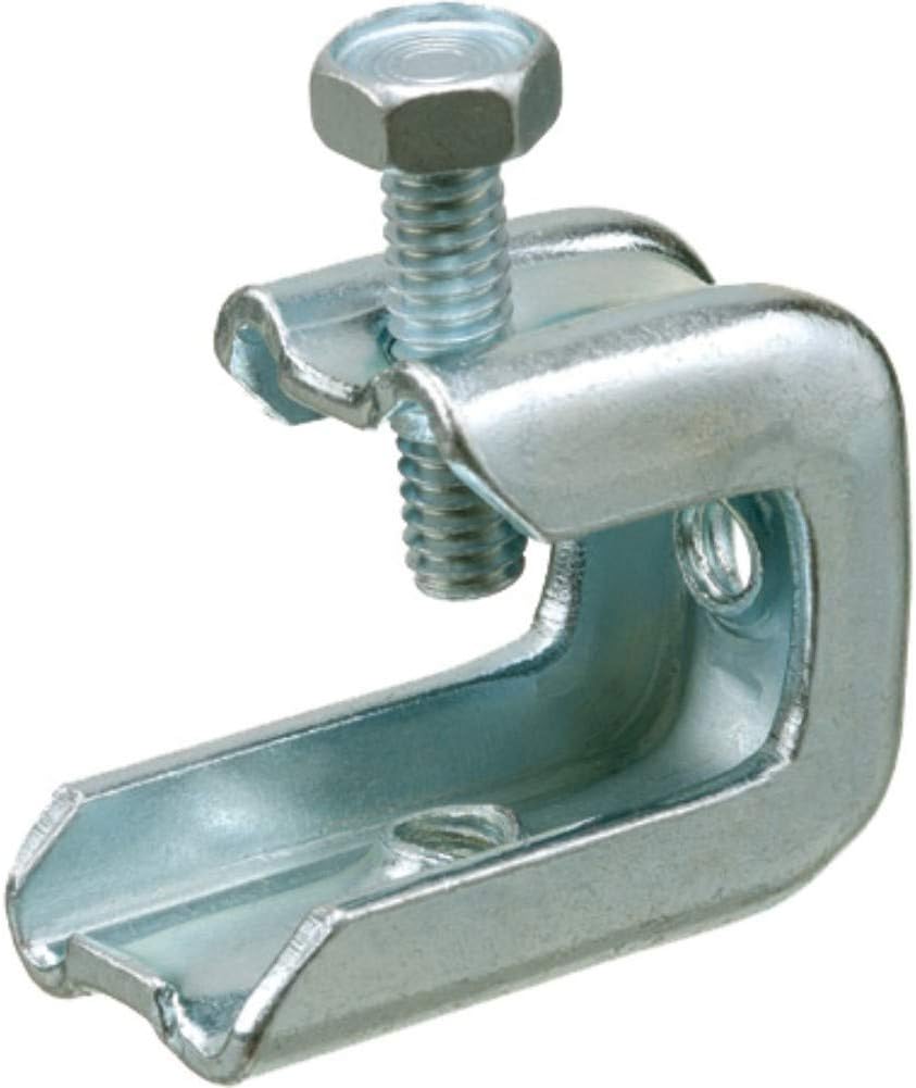Arlington BC25 Steel Square Head Beam Clamp 1/4-20 Threaded Rod 0.608 Inch Jaw Opening Plated