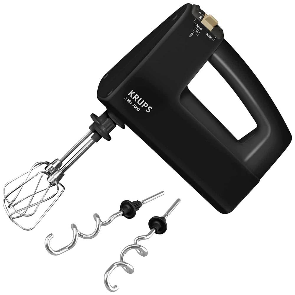 Krups 3Mix 7000 F6085811 Batteur à main édition spéciale 60 ans, 500 W, crochet pétrisseur et mélangeur en acier inoxydable, long câble d'alimentation, sac pour accessoires, noir et cuivre