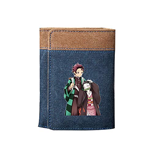 Kerlana Demon Slayer Monedero Fold Corta Historieta de la impresión de la Moneda del Monedero del Estudiante Creativo Portable de la Carpeta Tarjeta de Caso (Color : A02, Size : 11.3 X 8cm)