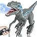 WDSWBEH Dinosaurier Spielzeug Ferngesteuerter Dinosaurier Roboter - Blue, Dinosaurier Spielzeug, Velociraptor Mit Realistischen Bewegungen,gehen, Simuliertem Brüllen, Sprühen, Singen