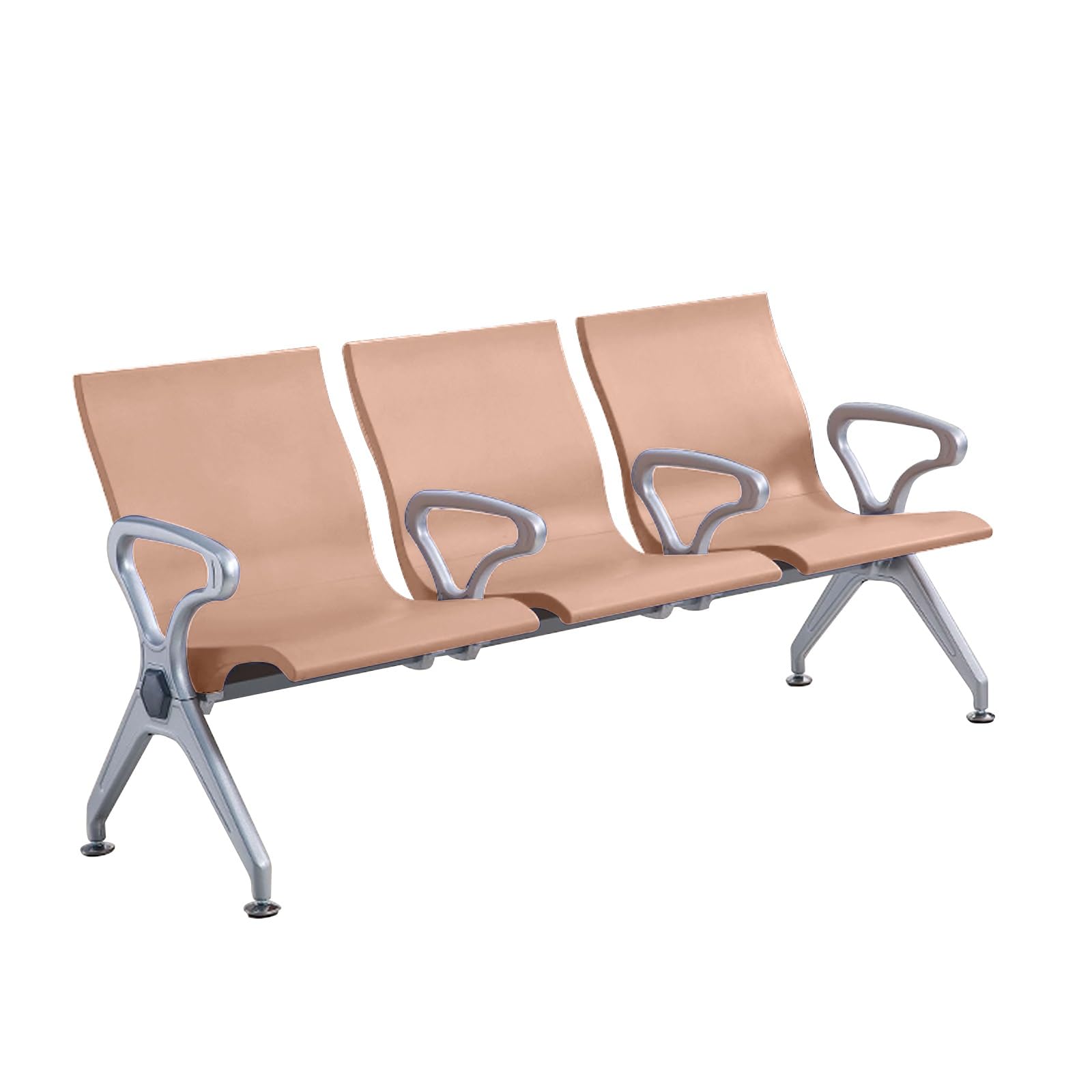 SaryEdge 3Seat Room Bench with 4 ArmrestsStylish PU Leather Office Lobby Chairs Conference & Reception Seating for Airports Clinics Hospitals Banks,Beige,Beige