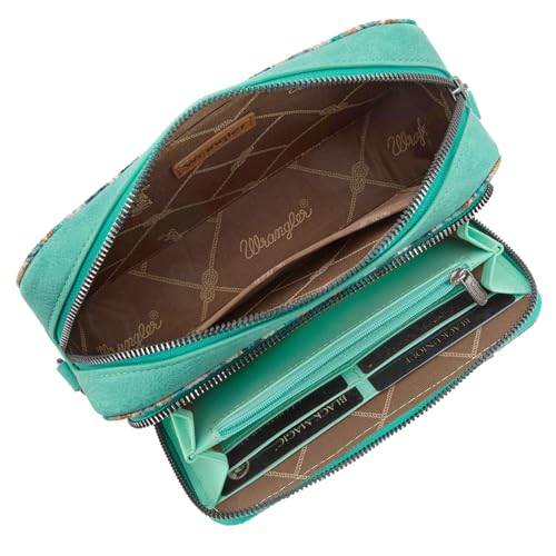 Image of Wrangler Aztec Crossbody Bag for Women Multi Pocket Shoulder Bag Boho Cross Body Wallet Purse