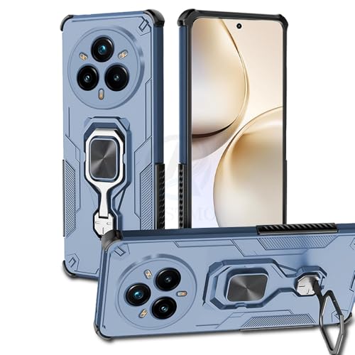 Image of AESTMO Armor Back Cover for Realme 14 Pro Plus 5G | Ring Holder & Kickstand & Camera Protection in-Built | 360 Degree Protection Back Case Cover (Blue)
