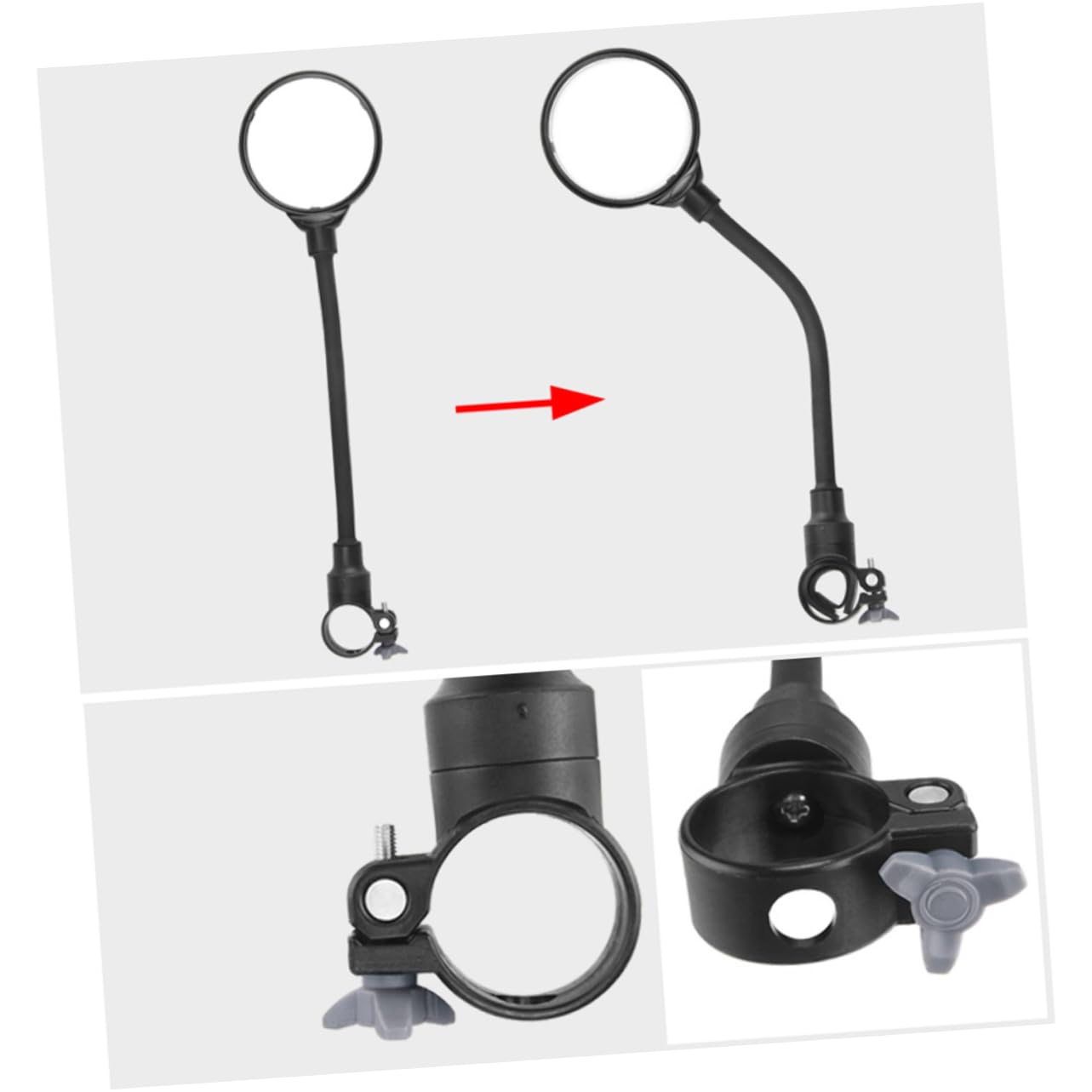 Hemobllo 2 Pezzi specchietto per bicicletta specchietto retrovisore manubrio specchietto per bici da manubrio specchietto elettrocarro regolazione specchietto catadiottro per bici Black