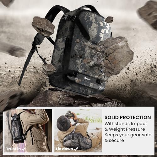 Image of TARION Camera Backpack 3-side Hardshell: Hard Case Camera Backpack Bag Photography Backpack DSLR Backpack with Waterproof Raincover Laptop /Tripod Compartment Hard Side Drone Backpack Photo Bag Camo