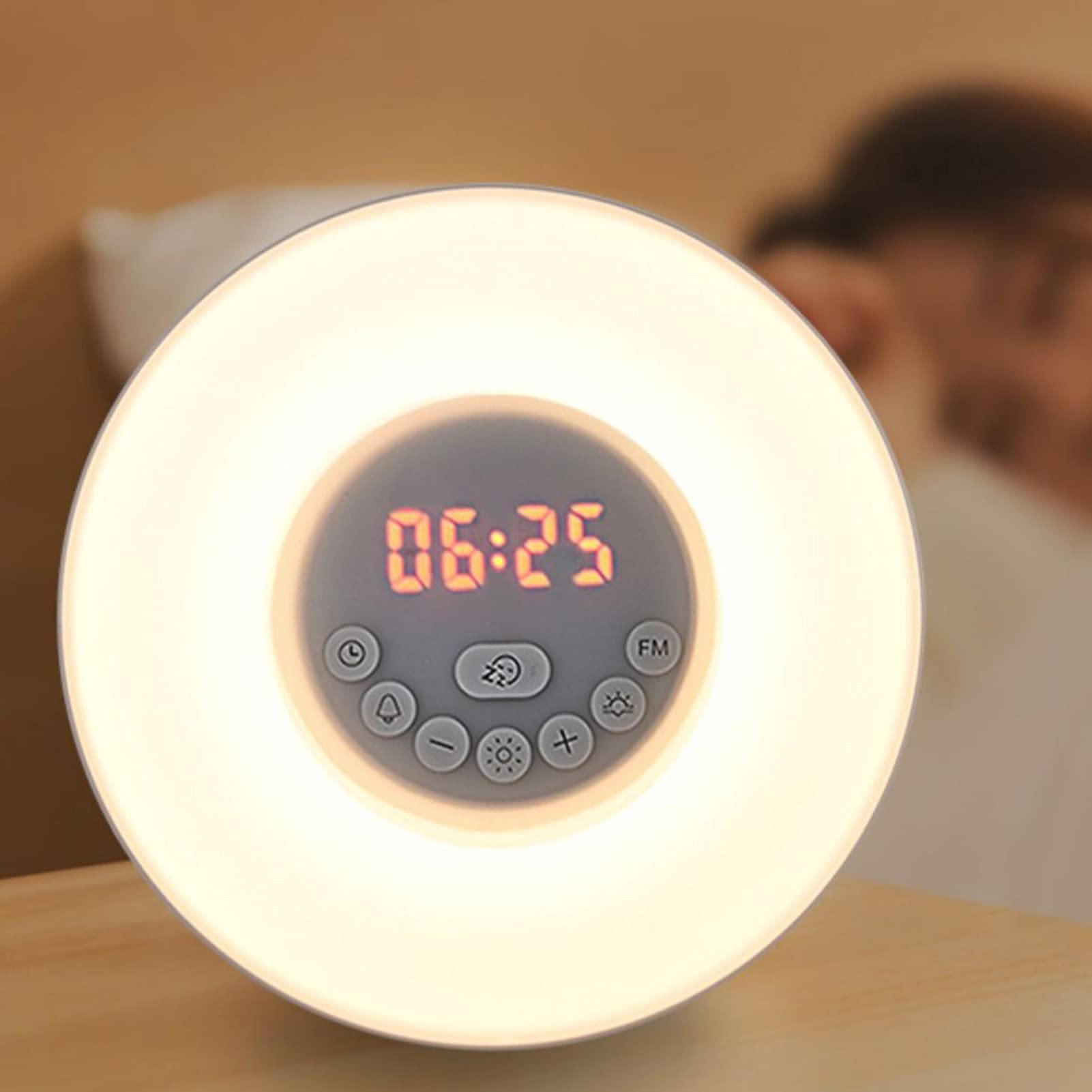 Wake Up Light Sveglia, Altoparlante Bluetooth, Funzione Snooze, 6 Suoni Della Natura, FM Radio, Luce Notturna da Comodino, per Bambini, Adulti
