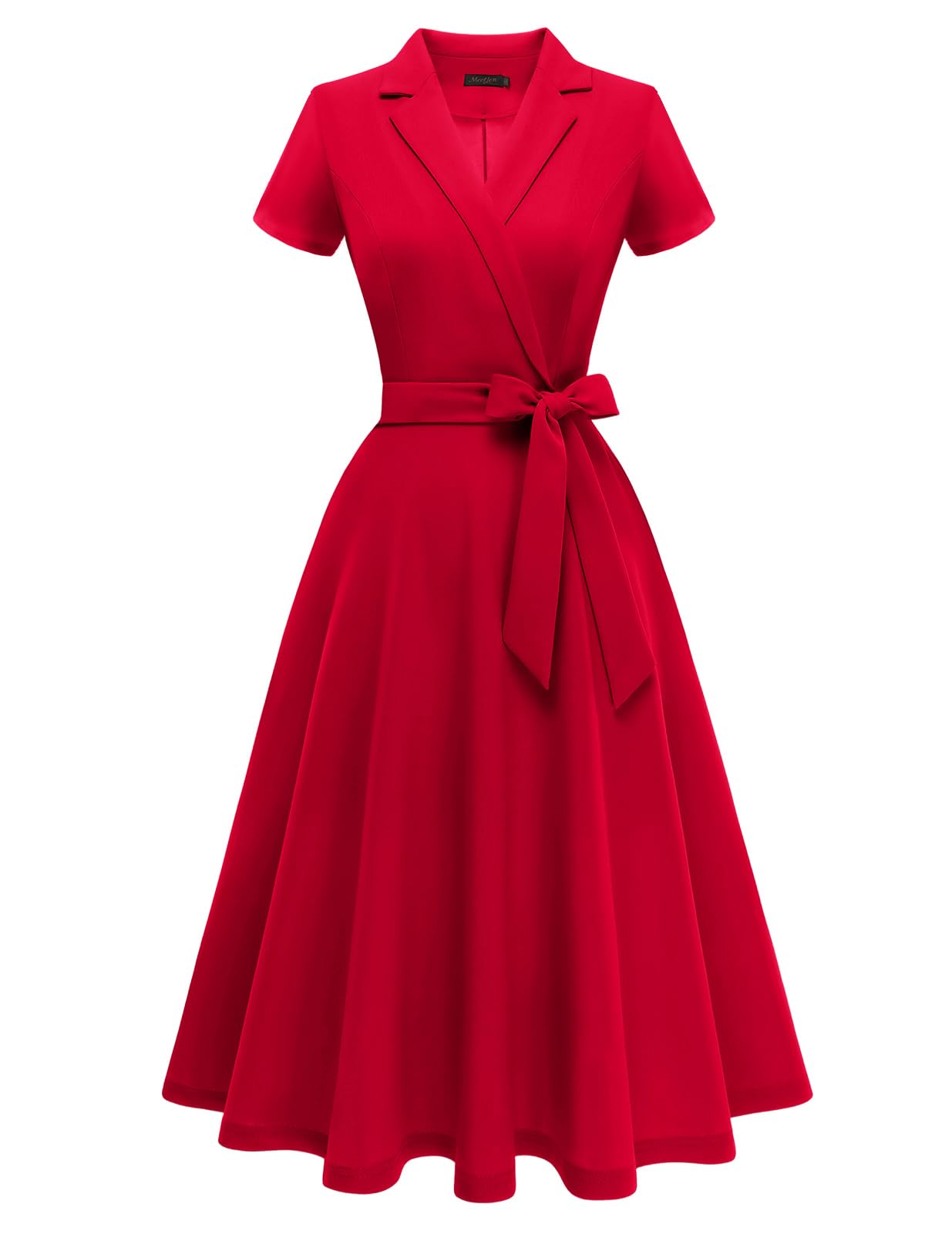 Meetjen Abito da cocktail vintage da donna, per matrimoni, ospiti, formale, a maniche corte, vestibilità e svasatura