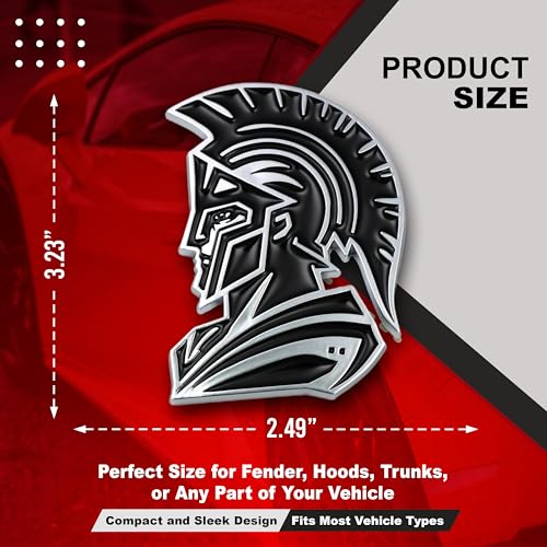 Image of Spartan Emblem 3D Warrior Badge, Custom Car Decal Sticker - Durable Exterior Trunk, Hood, Fender for Car, Truck, SUV (Set of 2) (Chrome)