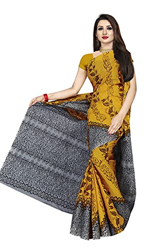 Image of TAMAIRA FASHION Mulmul Pure Cotton Saree For Woman Floral Block Printed |Office Wear Daily Wear Sarees For Women Without Blouse Piece