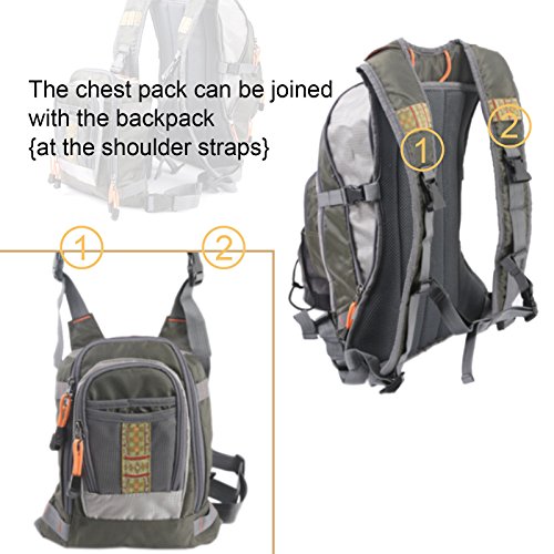 Maxcatch Chaleco de Pesca con Mosca Fly Fishing para Hombre y Mujer Ajustable Al Aire Libre (Chaleco/Mochila de Pecho/Mochila) miniatura 5