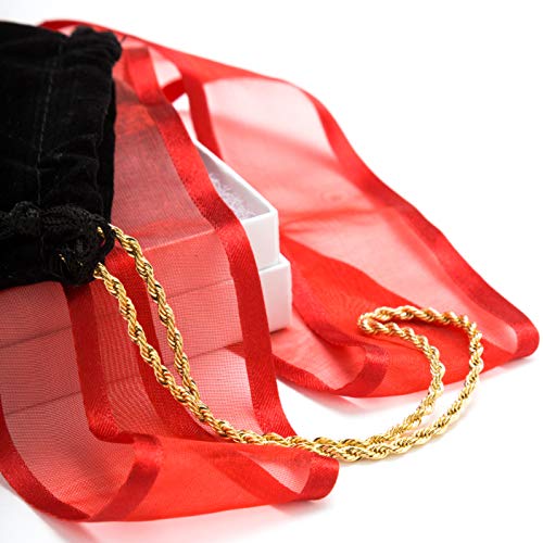 Pulsera cadena cuerda 3mm baño oro 24k para adultos miniatura 6