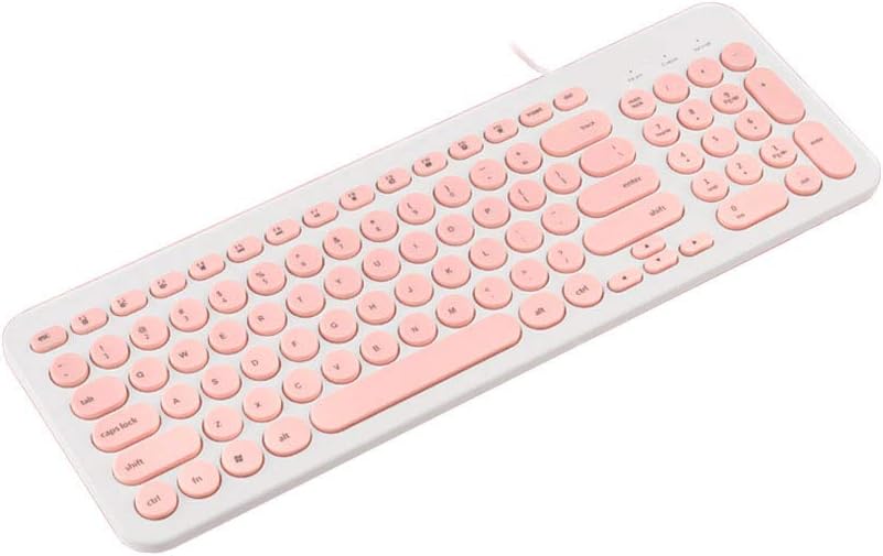 Wired Keyboard,Veeki Compact Wired USB Mini Keyboard Silent Ergonomic Keyboard - Smooth typing,Works with Mac and PC,Windows 10/8 / 7 / Vista/XP (Pink)