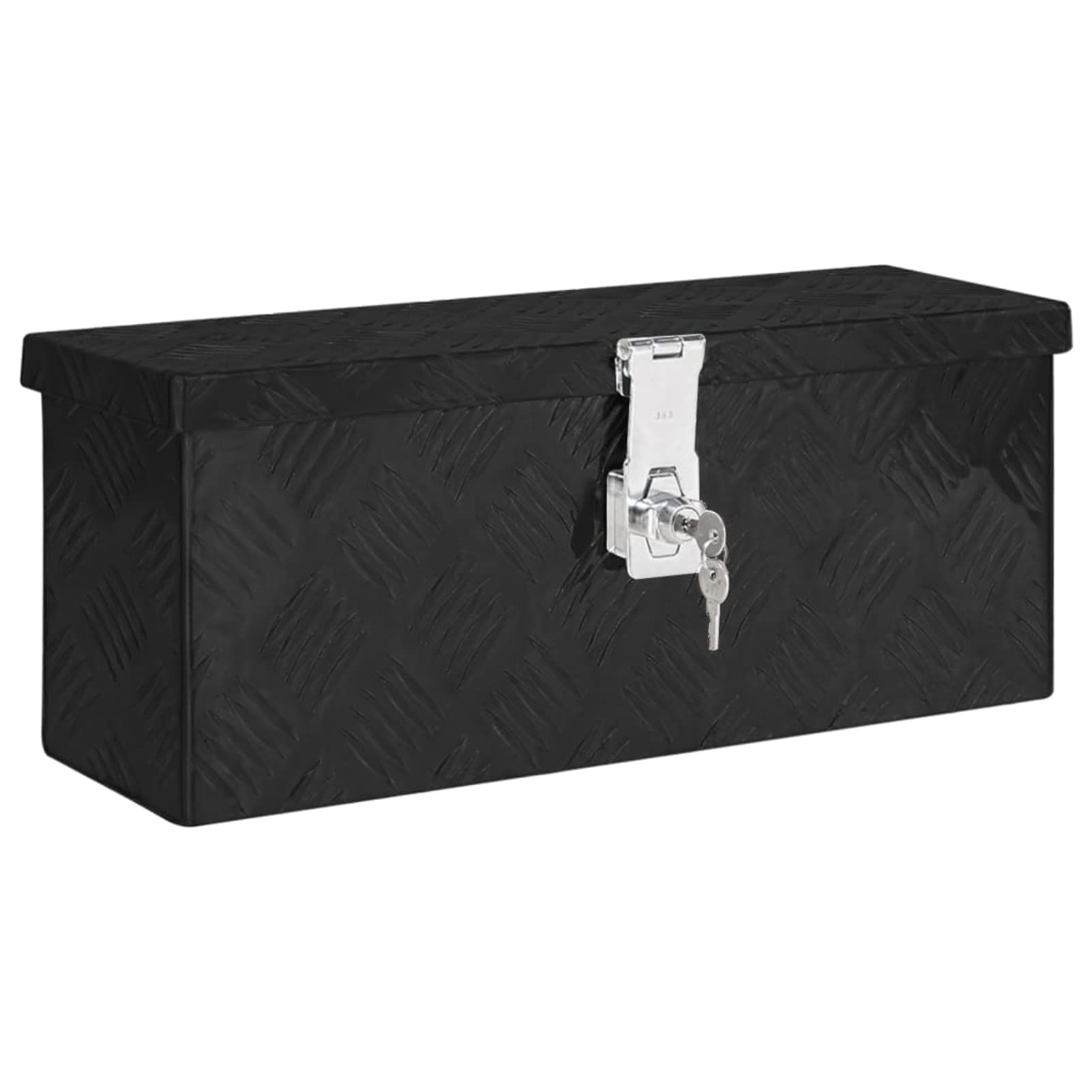 Homgoday Domowe czarne pudełko do przechowywania 50 x 15 x 20,5 cm Aluminiowe skrzynie i kufry zewnętrzne, pojemnik na narzędzia ogrodowe, pufa zewnętrzna, skrzynia zewnętrzna