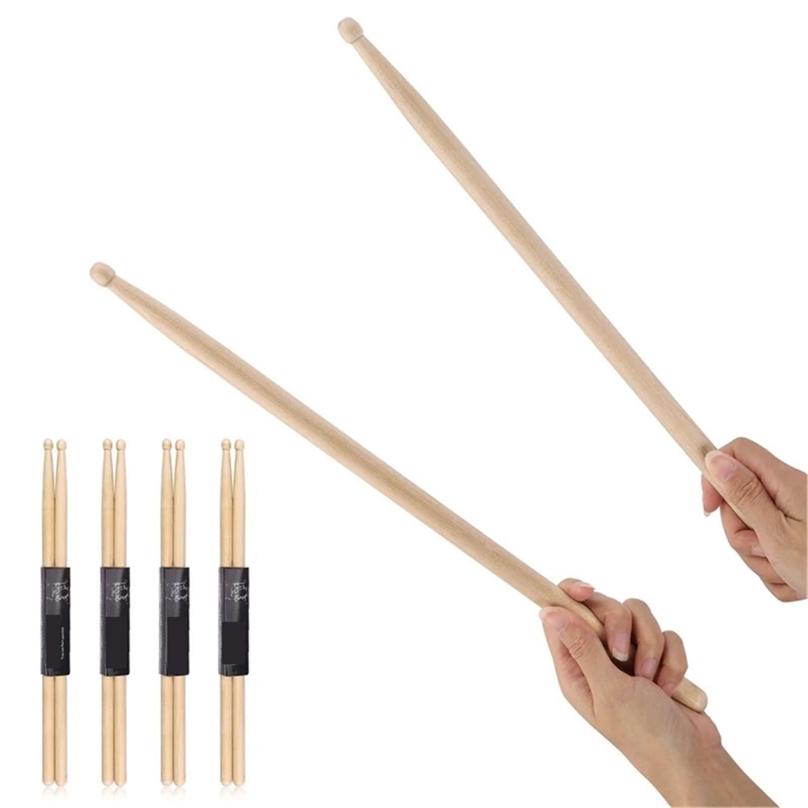 TrommelstöCke 2 Pairs Maple Drumsticks Ideal for All Ages Practice Sticks Elegant Log Color for Jazz and Percu FüR Schlagzeug