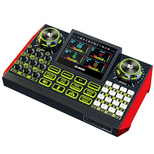 Image of G9 DJ & Podcast Equipment Live Sound Card for Streaming，Audio Interface DJ Mixer Sound Card /Board Condenser Microphone for Tiktok Gaming Video Content Creator Kit.