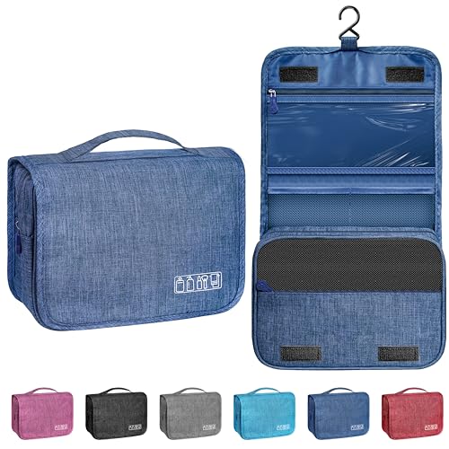 Image of Toiletry Bag Travel Bag with Hanging Hook for Women Men,Navy Blue | Waterproof Small Capacity Hanging Multifunctional Makeup Bag for Toiletries, Portable Cosmetic Bag Travel Organizer