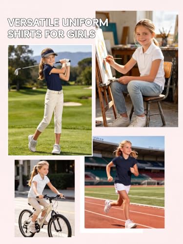 Image of OHD 4 Pack Girls Polo Shirt Girls Uniform Polo for School Cotton Shirts School Uniform Tops Size 3T-14
