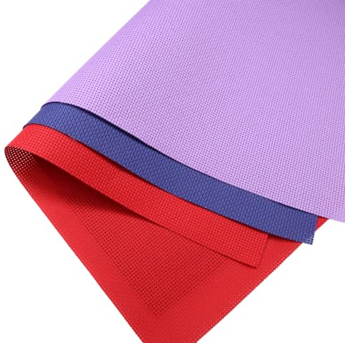 Image of KCS 3 pc of 15 inch x 18 inch(38cmx45cm) 11 Count Cross Stitch Cotton Aida Cloth Needlework Rolled Fabric Box,11CT,Lavender+Royal Blue+Red