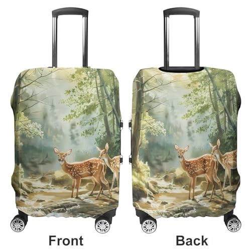 Fairytales Deer Fawn Forests Animal Luggage Protector Suitcase Cover Anti-Scratch Washable Fit 18-32 Inch Travel Luggage3