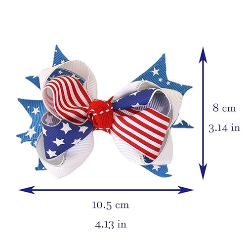 J.h Living 2Pcs American Flag Boutique Bow Jewelry Knot Fourth Of July Hair Accessories July 4 Independence Day Patriotic Crocodile Hair Clips (#D) #TOP4