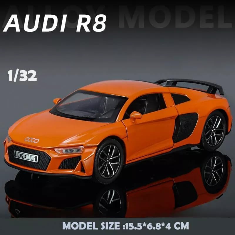 Image of WORSHIPER 1:32 Audii R8 Sport Diecast Metal Pull Back Car with 6 Openable Doors with Sound and Light Toy Decoration car Best Gift Toys for Kids