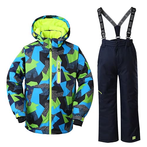 Image of WOWULOVELY Big Boy's 2-Piece Colorblock Snow Pants and Jacket Snowsuit Ski Suit