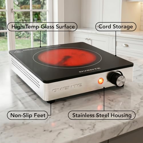 Image of OVENTE Infrared Ceramic Single Burner, 1200W Hot Plate, Black BGI301GB (Pack of 5)
