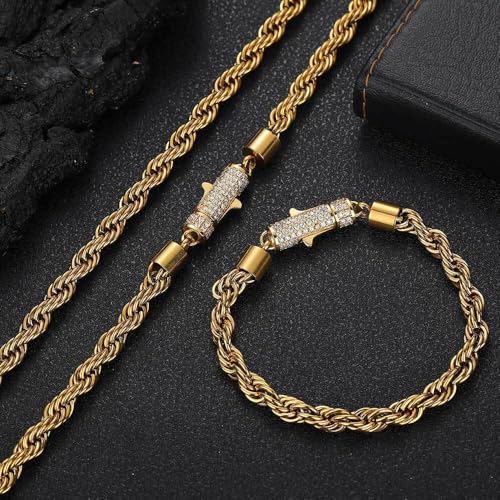 18K gold unisex style men and women's same style 6mm inlaid moissanite spring buckle Cuban couple bracelet4