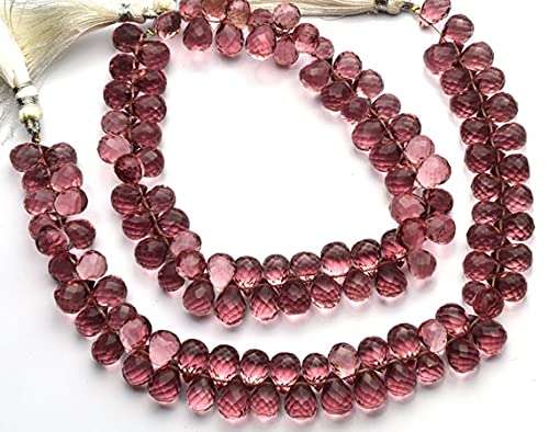Kunzite Quartz perles gouttes 7x10mm briolettes facettées fil de 22cm pour création de bijoux DIY