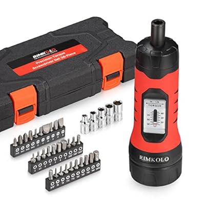 Torque Screwdriver Wrench Set 10-65 In.lb 1 with 29 S2 Alloy Bits & 5 Drive Sockets | 14 Socket Adapter for Tools, Bike Repair, Mounting | Includes Portable Case