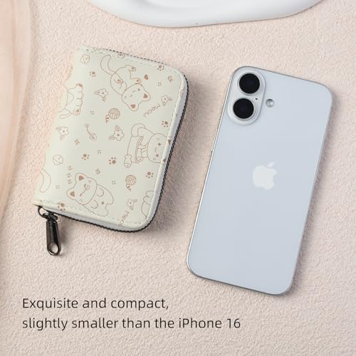 Wallet Kitten Cats Women Small Wallet for Women Textured Leather Bifold Compact Blocking Card Bag for Women with Zipper Coin Pocket,Students Cute Purse, Light Brown4