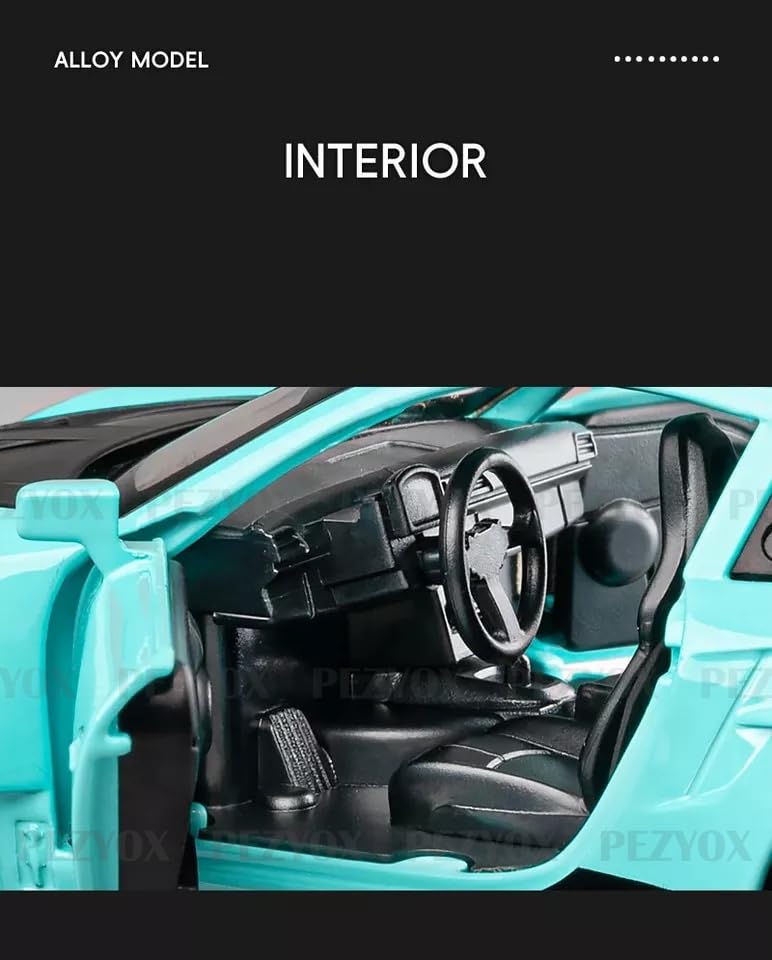 Image of PEZYOX 1:32 Porsche 911 GT3 RS Diecast Model Pull Back Toy Car with Sound & Light Openable Doors Miniature Racing Car for Kids & Collectors Gift for Boys & Adults (Black)