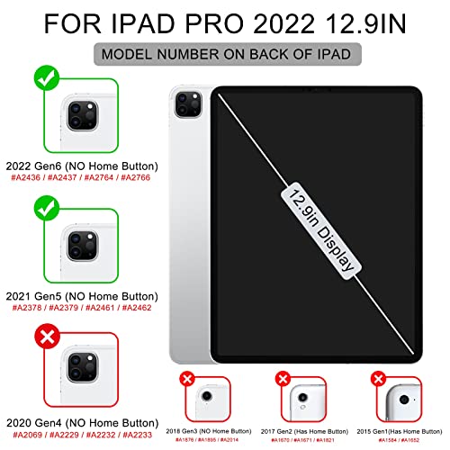 Soke New Ipad Pro 12.9 Case 2022 2021(6Th 5Th Generation) - [Slim Trifold Stand + 2Nd Gen Apple Pencil Charging + Auto Wake/Sleep],Protective Hard Pc Back Cover For Ipad Pro 12.9 Inch(Navy) #TOP1