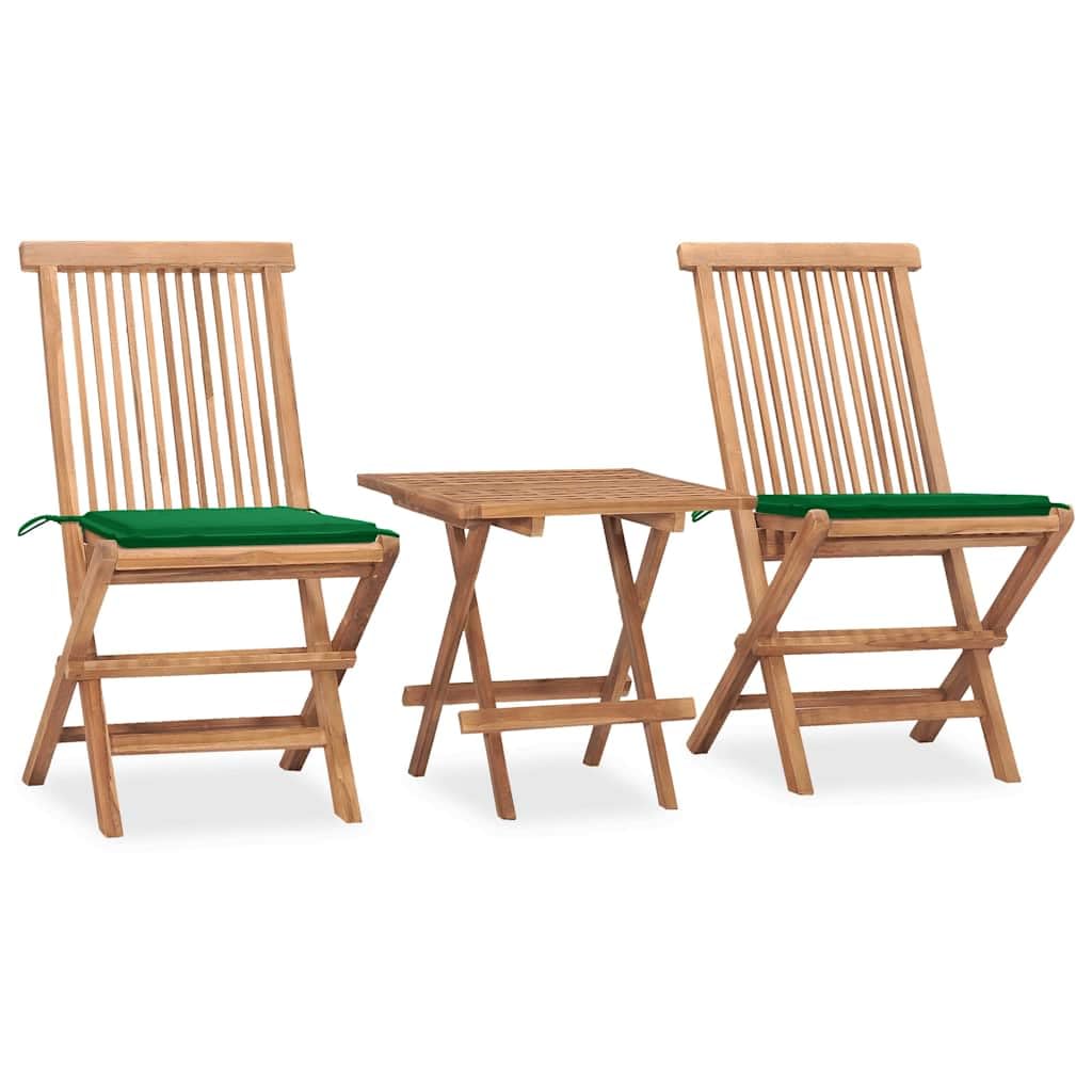 Juego de comedor de jardín con cojín plegable de madera de