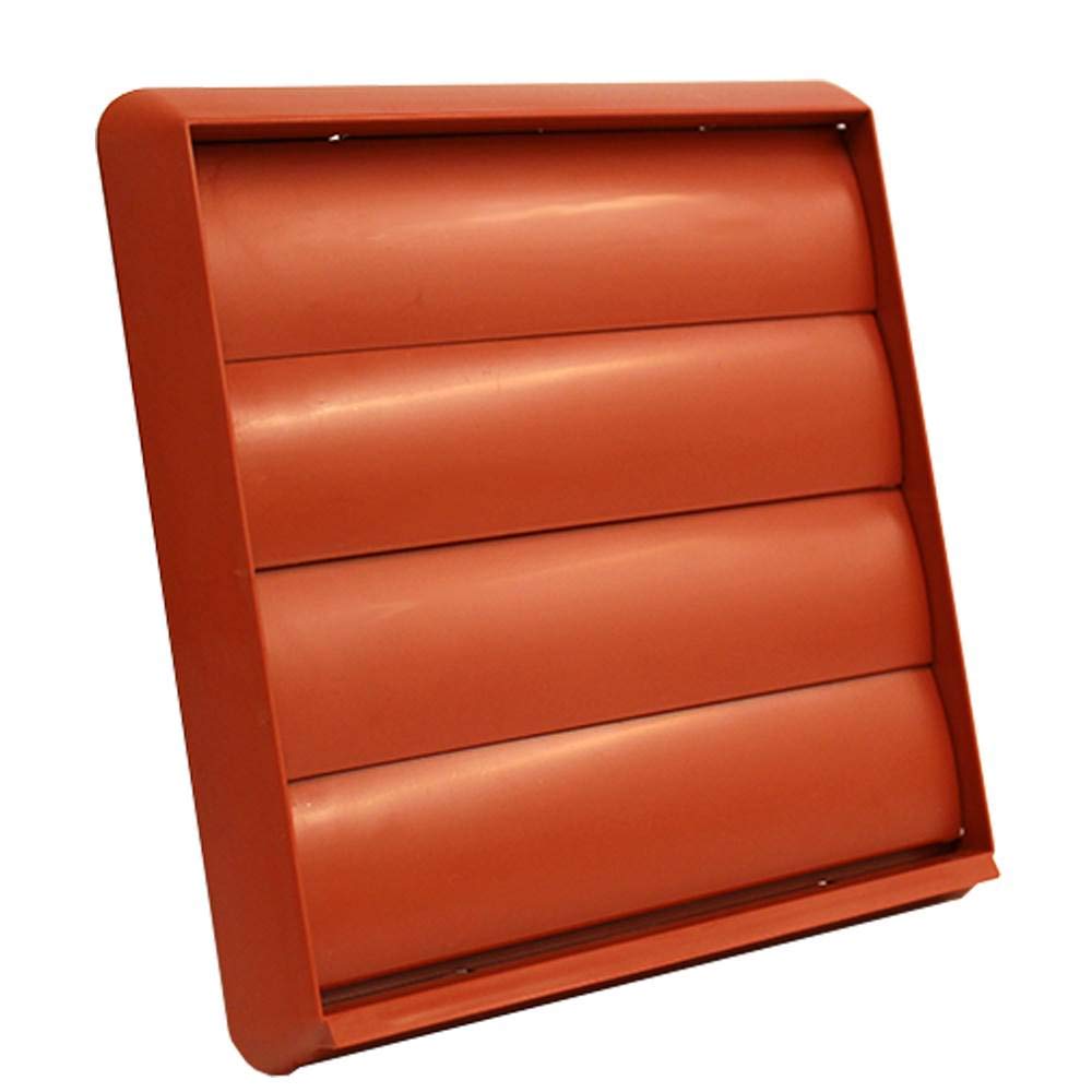 Kair Men's Terracotta 150Mm Gravity Wall Vent Grille - 150Mm / 6 Inch Round Rear Spigot & 183Mm Front Cover - Backdraught Prevention Shutter Flaps