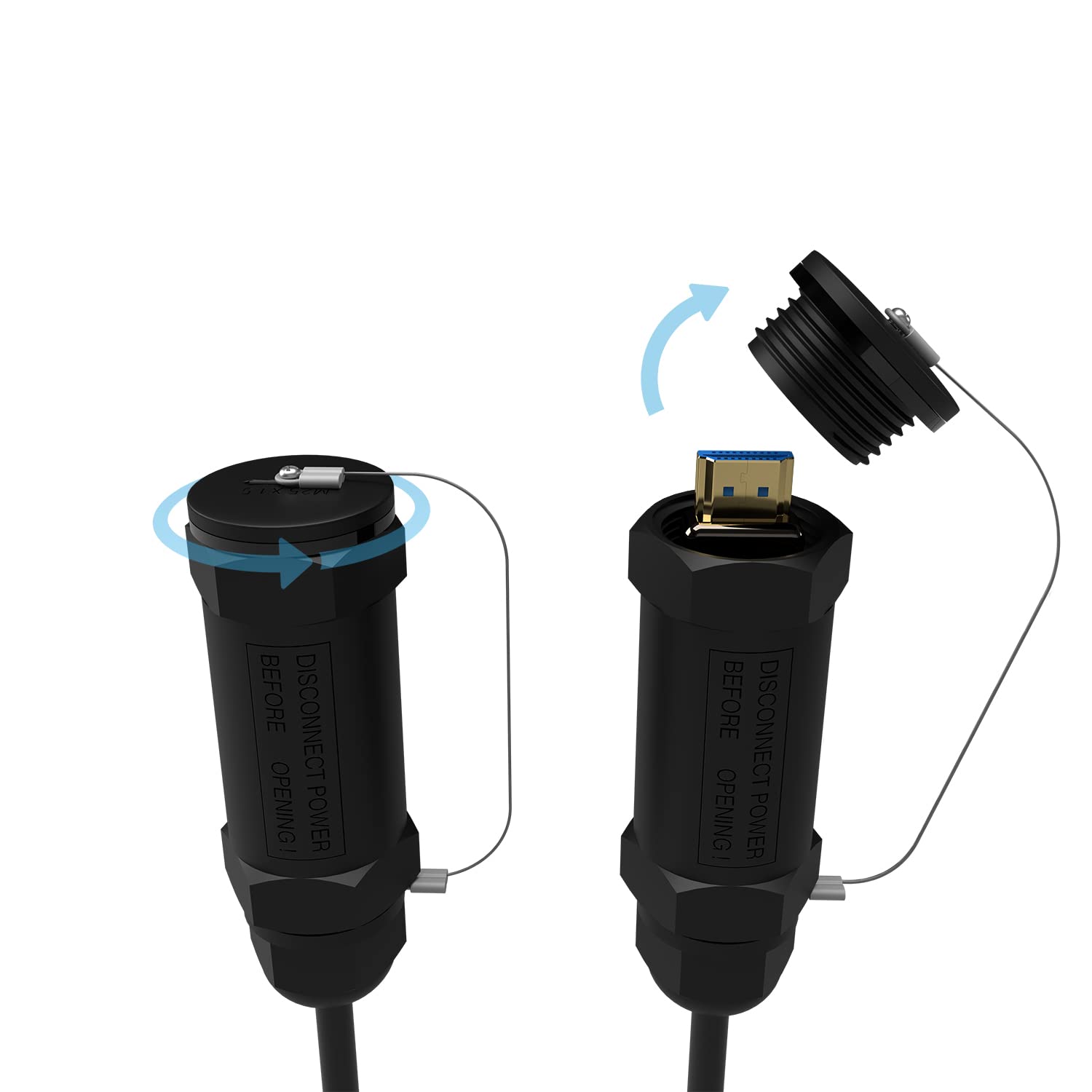 AISENS - A153-0614 - Cable HDMI V2.1 AOC blindado ultra alta velocidad 8K@60Hz 4K@120Hz 4:4:4 48Gbps, A/M-A/M, negro, 100m