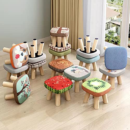 Solid Wood Stool Solid Wood Ottoman Stool Square Low Stool Cute Sofa Stool Chair Fashion Cartoon Creative Small Stool, Changing Stool Solid Wood Coffee Table Stool, Bear 330Lb #TOP4