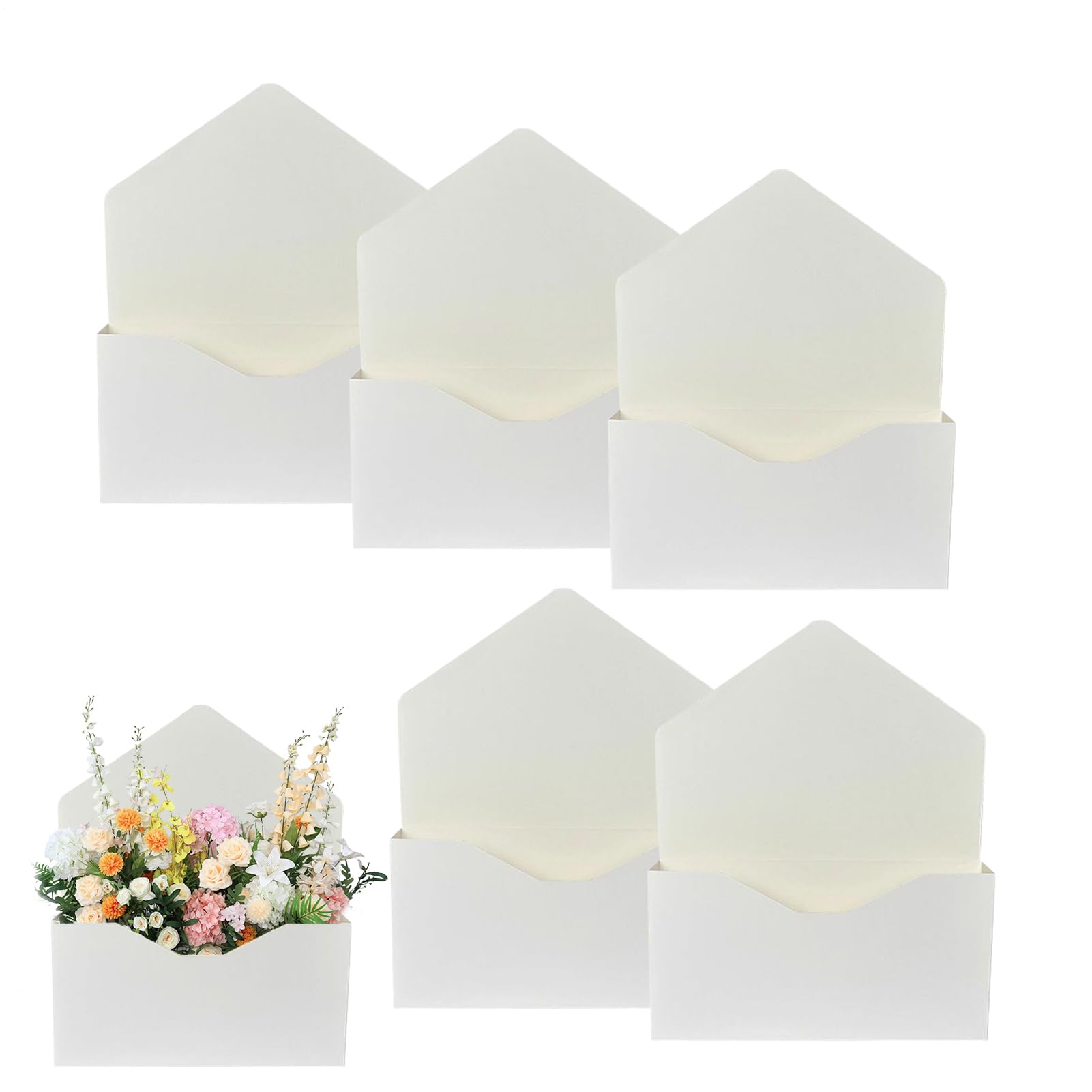 Floral Bouquets Boxes - 5 Floral Folding Paper Gift Envelopes | Flower Packaging Bags, Florist Display Stands, Foldable Boxes For Bouquets, Birthday Gift For Am