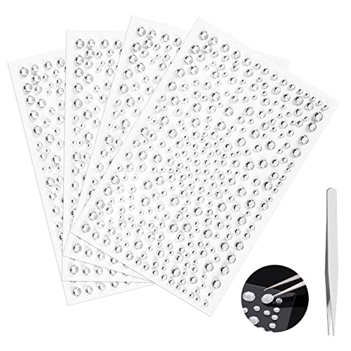 tao pipe 1300 Piezas Diamantes ​imitación Rhinestones makeup autoadhesivas, 4 tamaños gemas cristal con pinzas para manualidades, uñas, arte facial, ropa, zapatos, bolsos y bricolaje