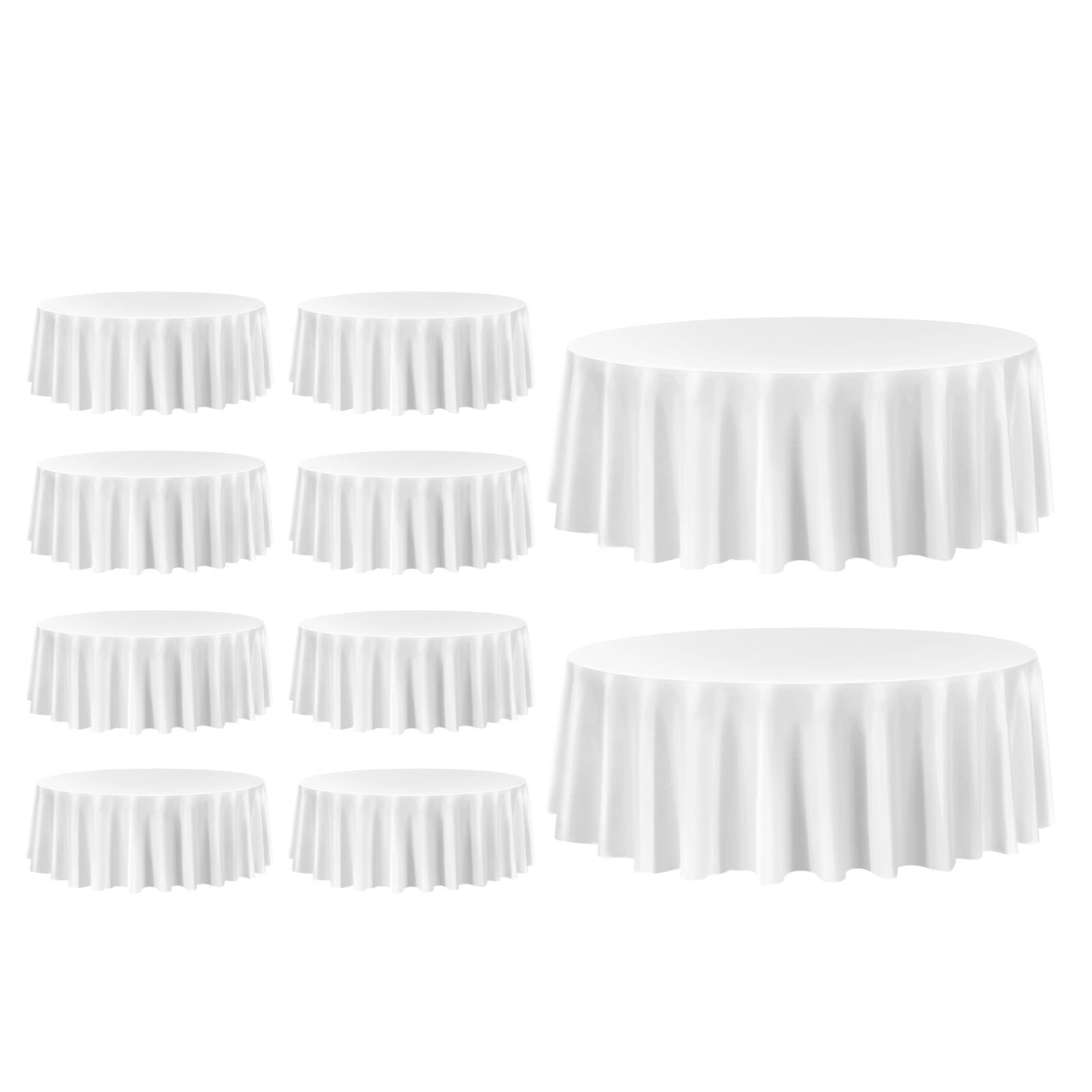 VEVOR Manteles Redondos de 3048 mm, Elegantes y Versátiles, Resistentes a Las Arrugas, Lavables a Máquina, de Poliéster, para Fiestas, Bodas, Banquetes y Eventos Formales, Color Blanco, 10 uds