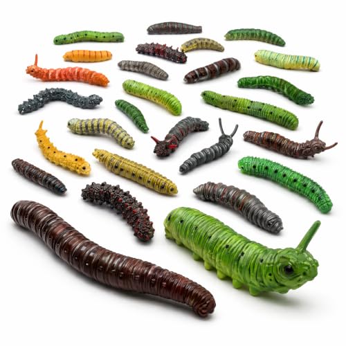 Toyvian 24Pcs Caterpillar Toys Plastic Fake Worms for Kids