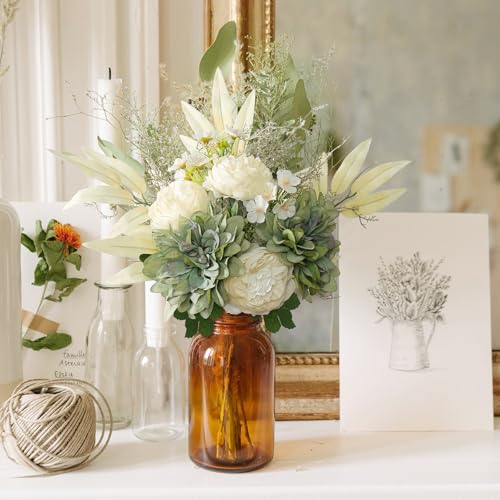 Betylifoy Artificial Flowers Fake Flowers Plants Wedding Bridal Bouquets Faux Dahlia Flower Bouquet Silk Floral Arrangements Faux Spring Flowers for Home Vase Table Party Décor (Da image 2