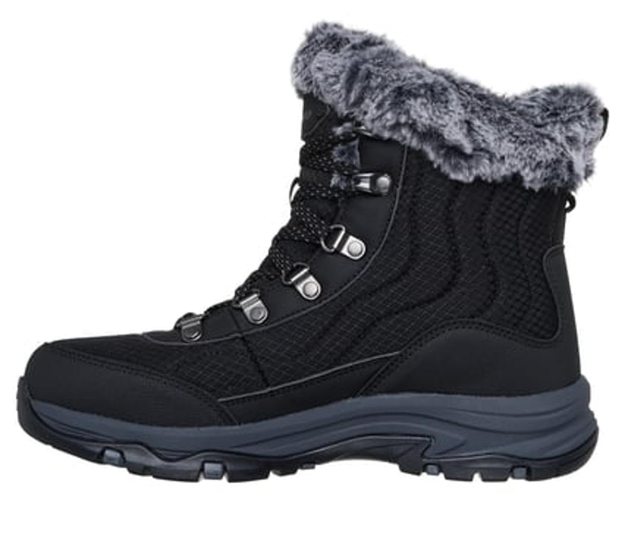Skechers Women's TREGO - STORMIE waterproof boot, Black/Black, 7.5 M